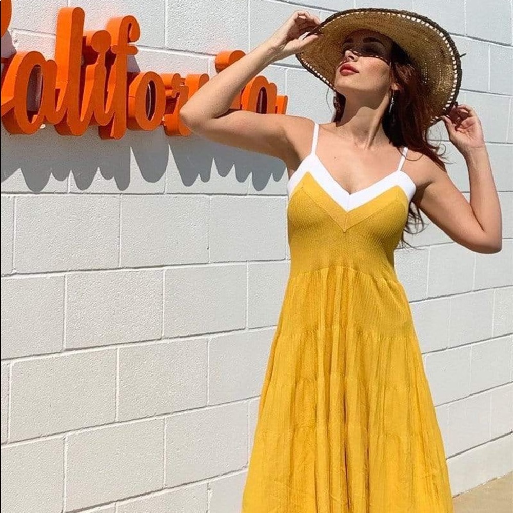 Eva Franco Yellow and White Dress